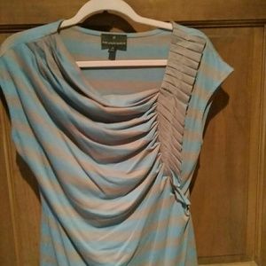 Fenn Wright Penn light blue and gray pleated top